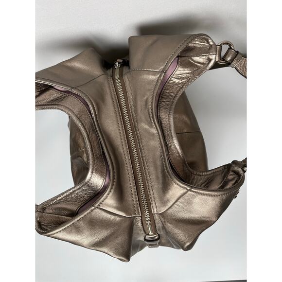 Coach Madison Metallic Silver Leather Hobo Shoulder Bag - Picture 4 of 16